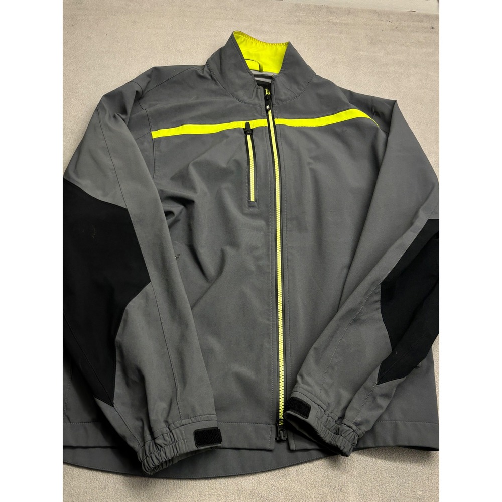FootJoy DryJoys Tour XP Mens Medium Grey Neon Yellow Full Zip Golf Jacket